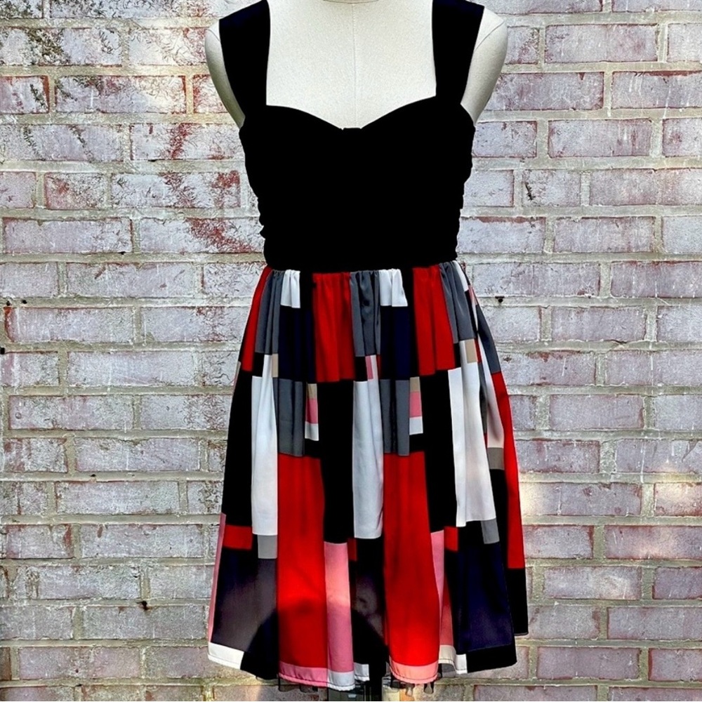 Vtg Candies Y2K Colorblock Dress XS Cocktail Homecoming Retro Chic 00s Red Black